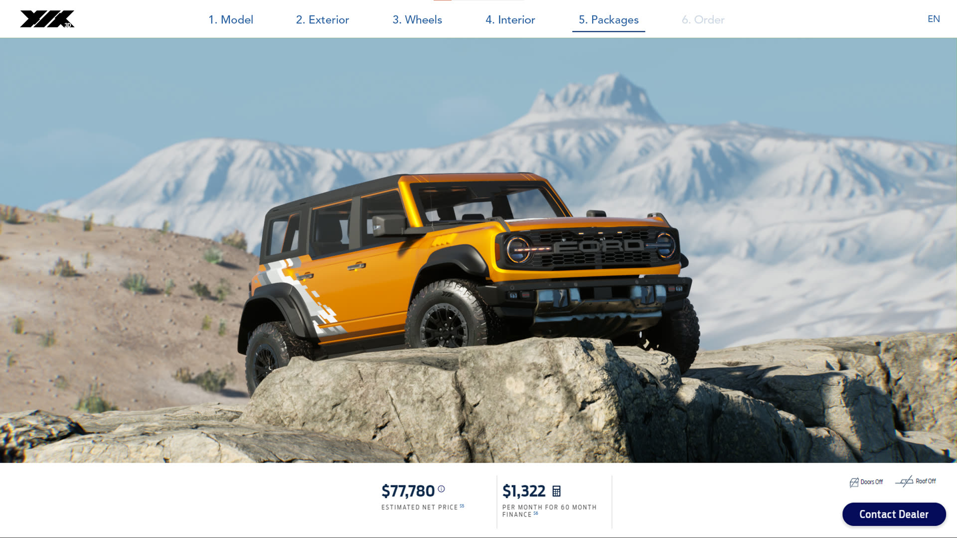 Ford vehicle configurator screenshot